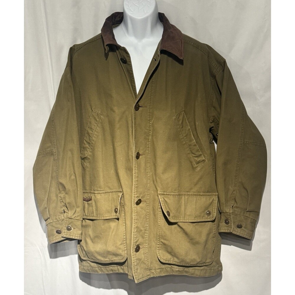 Timberland Hunting leather trim Jacket Men MD Barn Chore Canvas Military Coat